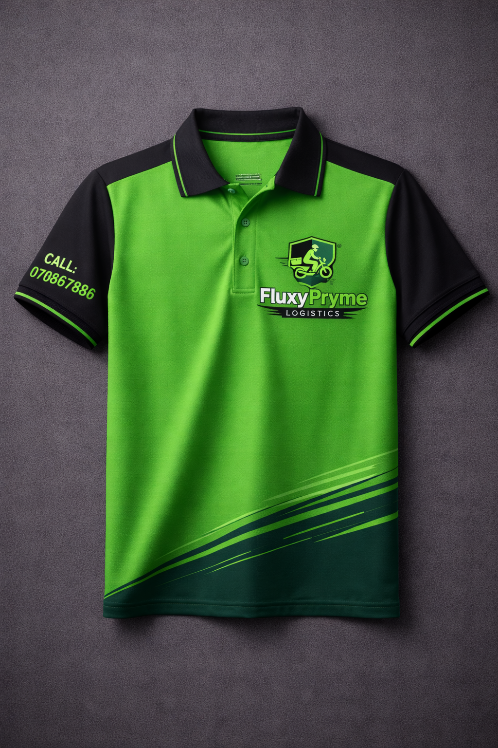 Fluxy Pryme branded shirt sample